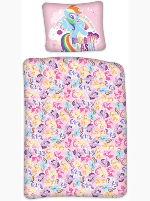 Parure de lit bébé Mon petit poney avec Rainbow Dash, Pinkie Pie et Fluttershy réversible – 100% cot - Kiabi