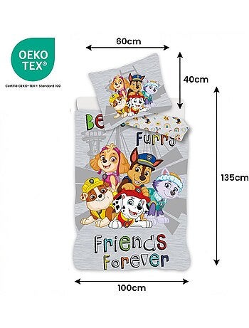 Parure de lit bébé Pat'Patrouille avec Chase, Marcus, Stella et Ruben réversible – 100% coton