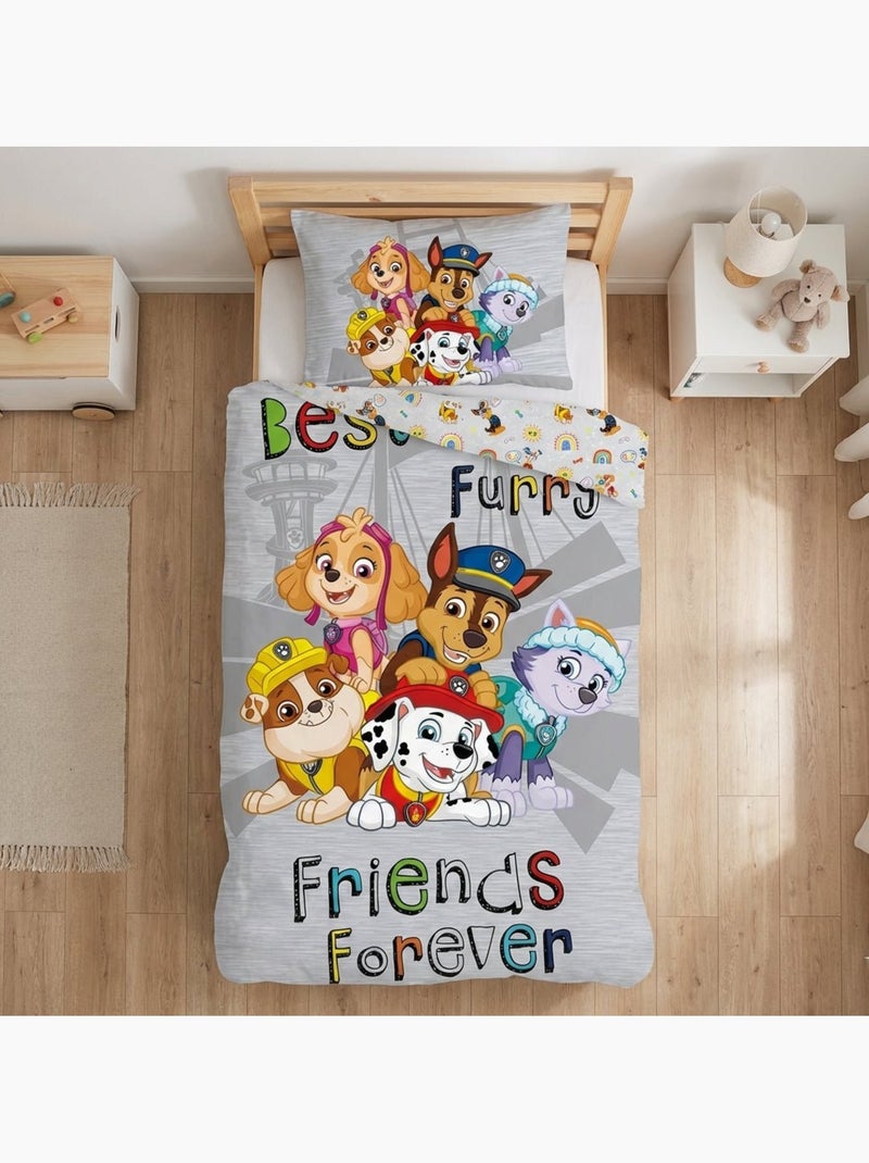 Parure de lit bébé Pat'Patrouille avec Chase, Marcus, Stella et Ruben réversible – 100% coton Gris - Kiabi