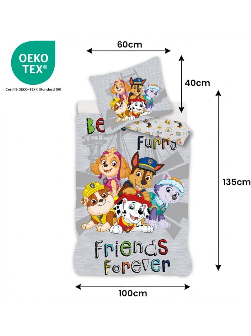 Parure de lit bébé Pat'Patrouille avec Chase, Marcus, Stella et Ruben réversible – 100% coton Gris - Kiabi