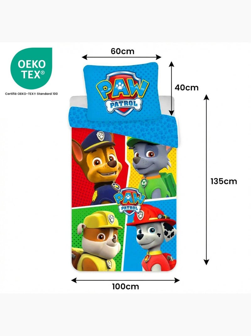 Parure de lit bébé Pat'Patrouille avec Chase, Ruben et Marcus réversible – 100% coton Bleu - Kiabi