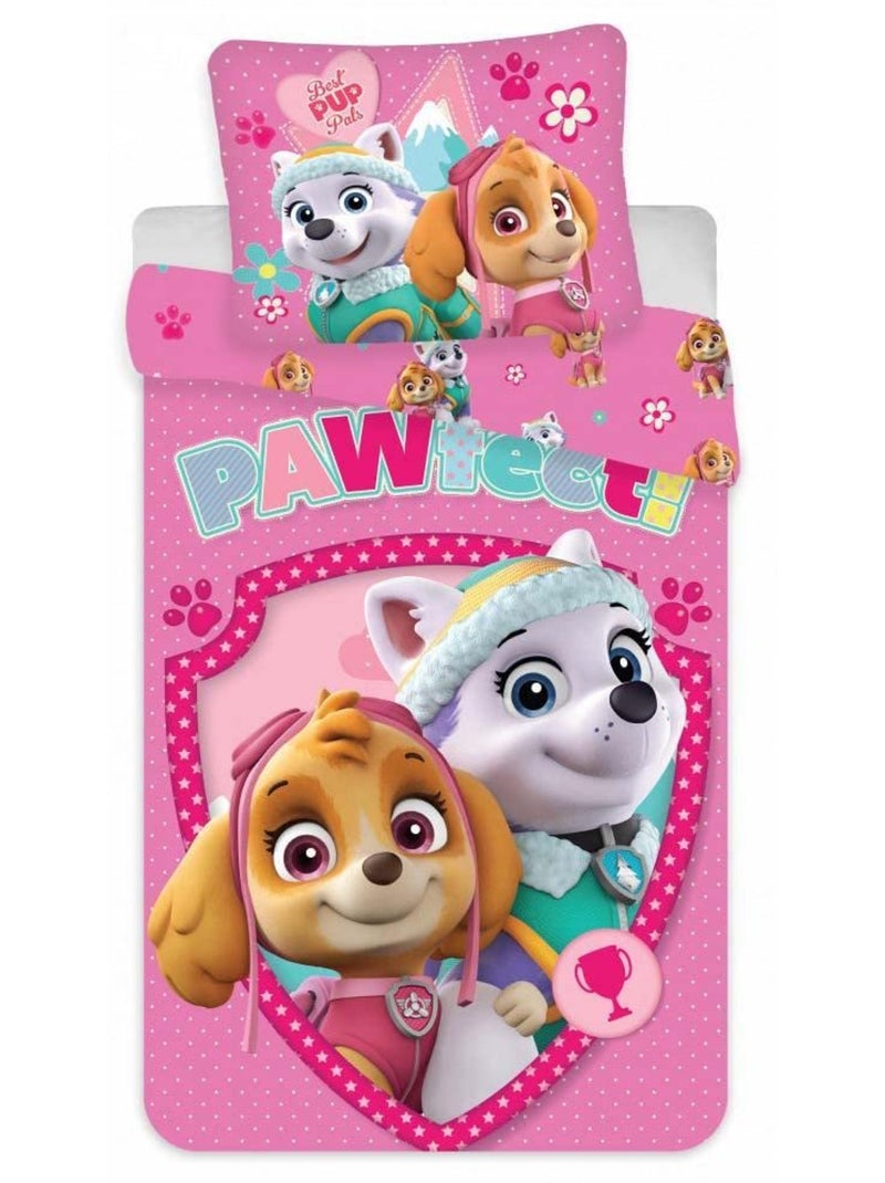 Parure de lit bébé Pat'Patrouille avec Everest et Stella réversible – 100% coton Rose - Kiabi
