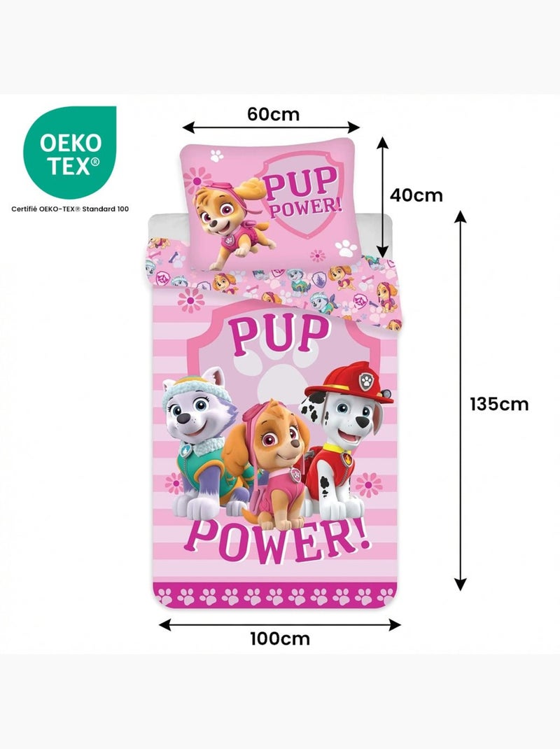 Parure de lit bébé Pat'Patrouille avec Stella, Everest et Marcus réversible – 100% coton Rose - Kiabi
