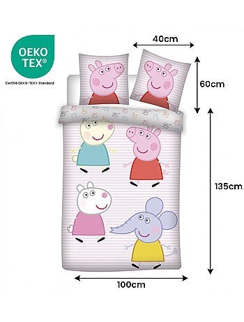 Parure de lit bébé Peppa Pig avec George Pig, Suzy Sheep et Emily Elephant réversible – 100% coton
