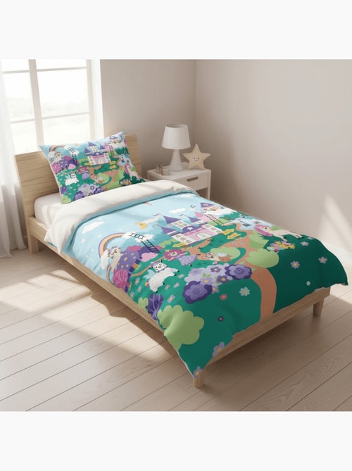 Parure de lit bébé Princesses avec arc-en-ciel et nuage réversible – 100% coton - Kiabi Parure de lit bébé Princesses avec arc-en-ciel et nuage réversible – 100% coton - Kiabi