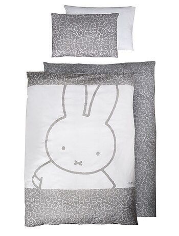 Parure de lit bébé réversible - Housse de couette + taie d'oreiller en coton 'Roba miffy'