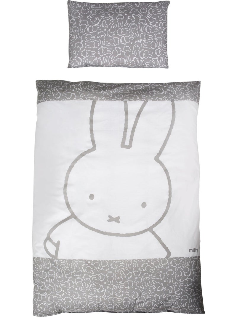 Parure de lit bébé réversible en coton miffy® ROBA Gris Blanc - Kiabi