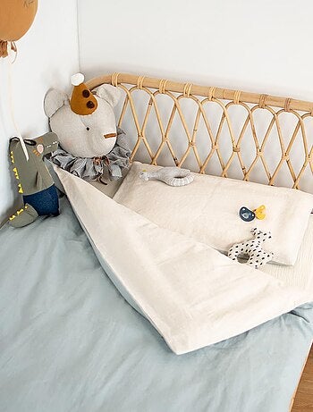 Parure de lit bébé réversible, housse de couette et taie d'oreiller en Lin lavé SEVIRA KIDS