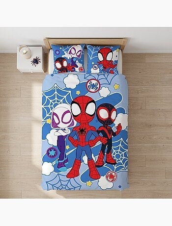 Parure de lit bébé Spider-Man avec Spidey, Ghost-Spider et Miles Morales – 100% coton