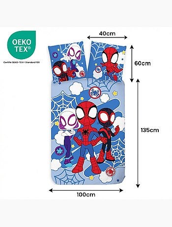 Parure de lit bébé Spider-Man avec Spidey, Ghost-Spider et Miles Morales – 100% coton
