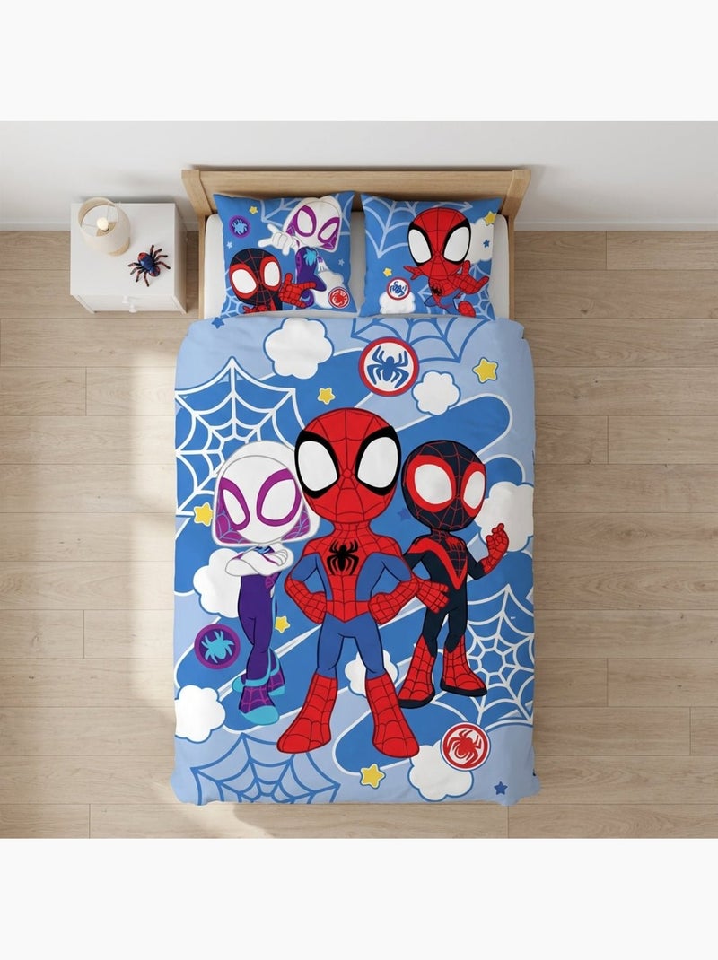 Parure de lit bébé Spider-Man avec Spidey, Ghost-Spider et Miles Morales – 100% coton Bleu - Kiabi