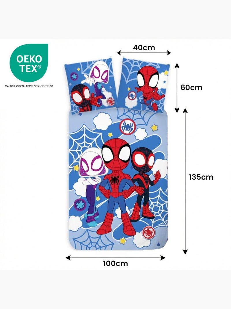 Parure de lit bébé Spider-Man avec Spidey, Ghost-Spider et Miles Morales – 100% coton Bleu - Kiabi