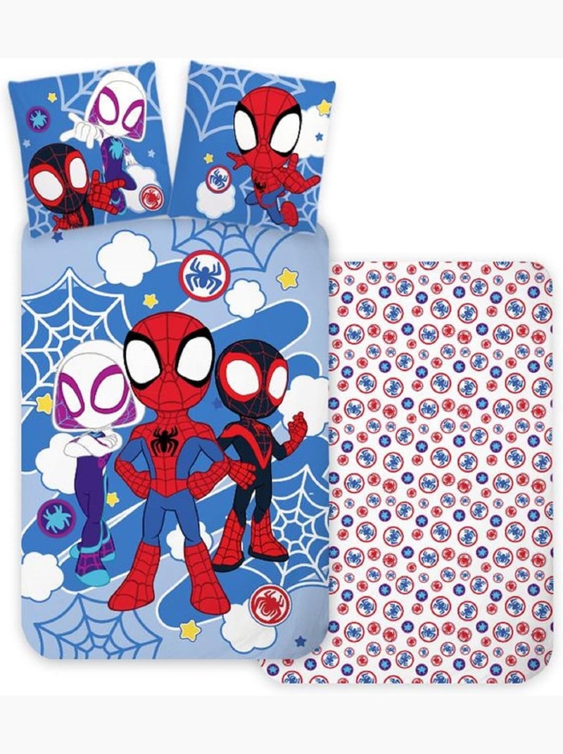 Parure de lit bébé Spider-Man avec Spidey, Ghost-Spider et Miles Morales – 100% coton Bleu - Kiabi