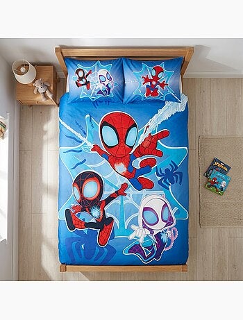 Parure de lit bébé Spider-Man avec Spidey, Ghost-Spider et Spin réversible – 100% coton