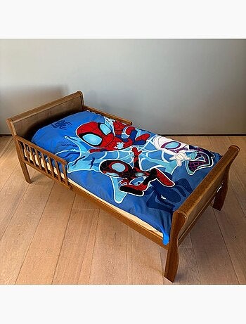 Parure de lit bébé Spider-Man avec Spidey, Ghost-Spider et Spin réversible – 100% coton