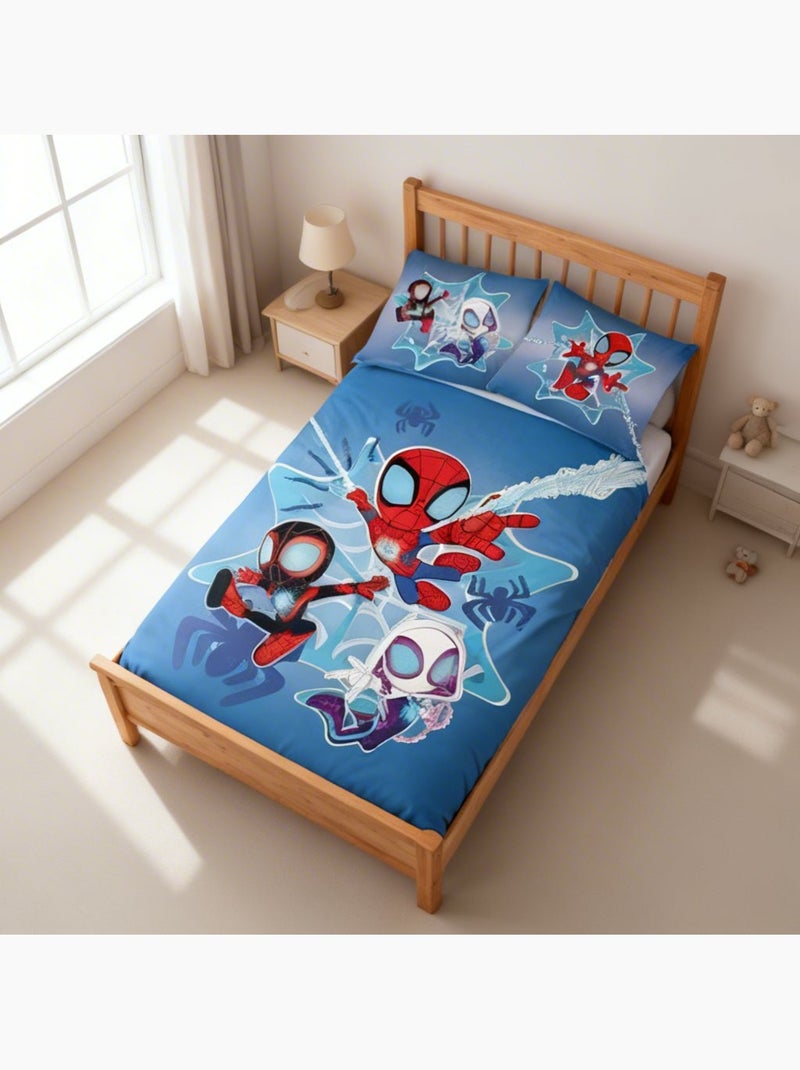 Parure de lit bébé Spider-Man avec Spidey, Ghost-Spider et Spin réversible – 100% coton Bleu - Kiabi