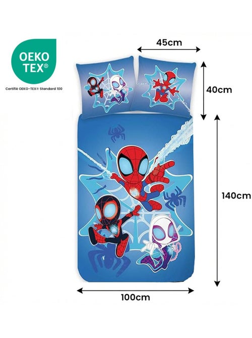 Parure de lit bébé Spider-Man avec Spidey, Ghost-Spider et Spin réversible – 100% coton - Kiabi