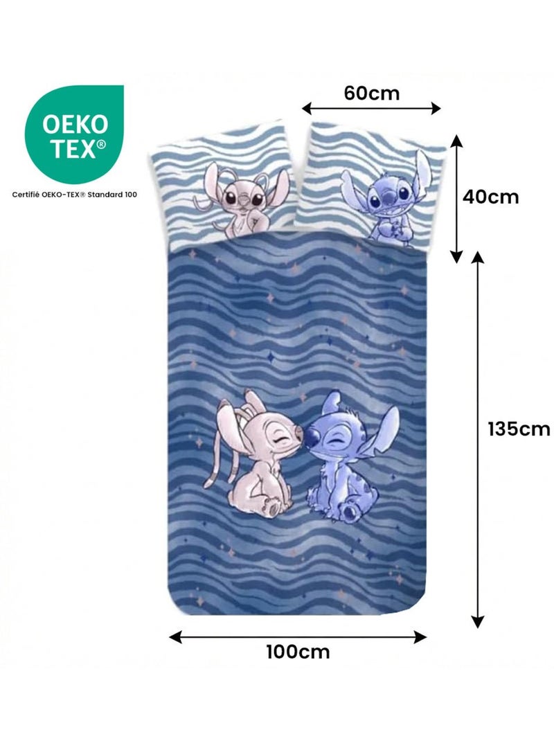 Parure de lit bébé Stitch avec Angel réversible – 100% coton Bleu - Kiabi