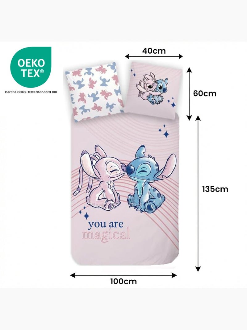 Parure de lit bébé Stitch avec Angel réversible – 100% coton Rose - Kiabi