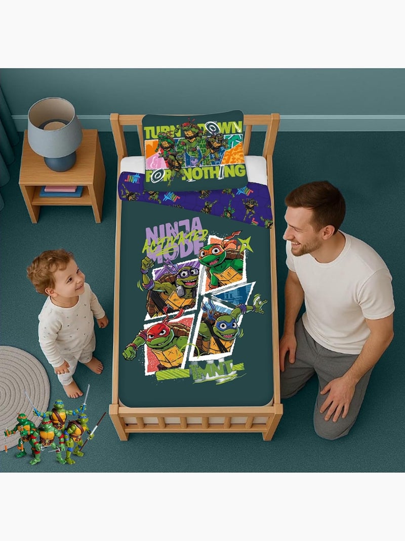 Parure de lit bébé Tortues Ninja avec Leonardo, Donatello, Michelangelo et Raphael réversible Multicolore - Kiabi