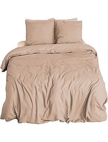 Parure de lit bi-matière microfibre SENSATION FLANELLE