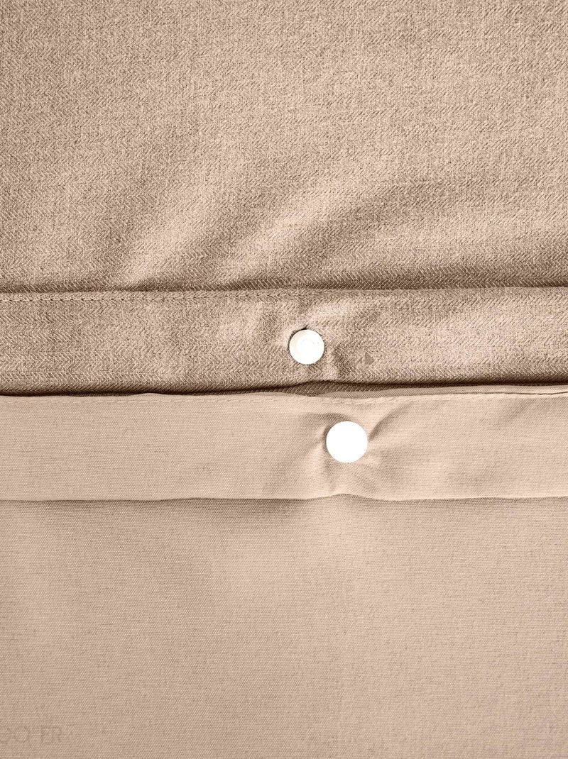 Parure de lit bi-matière microfibre SENSATION FLANELLE Grège - Kiabi