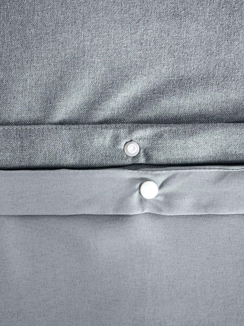Parure de lit bi-matière microfibre SENSATION FLANELLE Gris froid - Kiabi