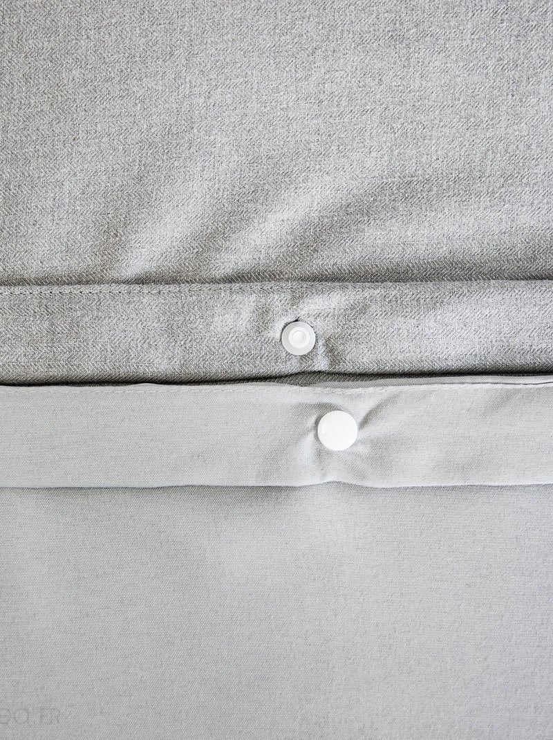 Parure de lit bi-matière microfibre SENSATION FLANELLE Gris moyen - Kiabi