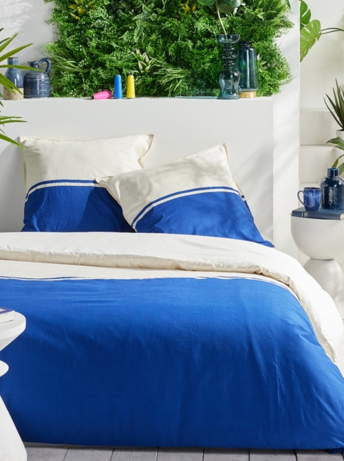 Parure de lit bicolore coton SUMMER - Kiabi