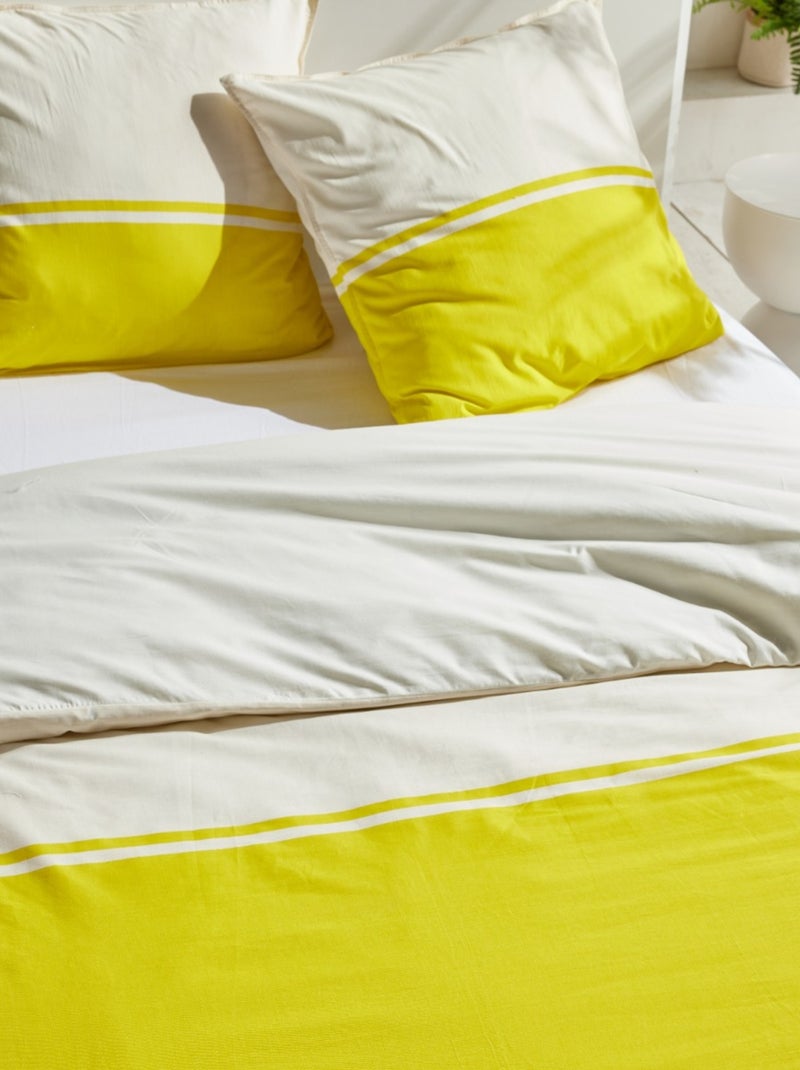 Parure de lit bicolore coton SUMMER Jaune - Kiabi