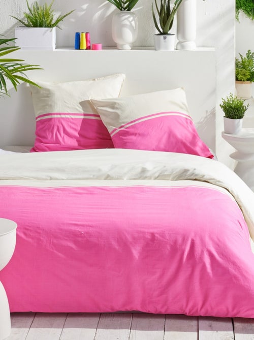 Parure de lit bicolore coton SUMMER - Kiabi
