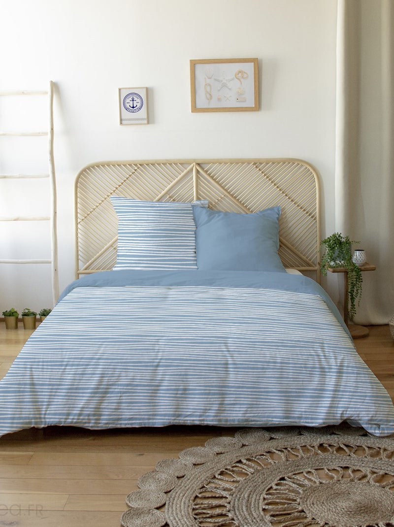 Parure de lit BLIS Blanc Bleu - Kiabi