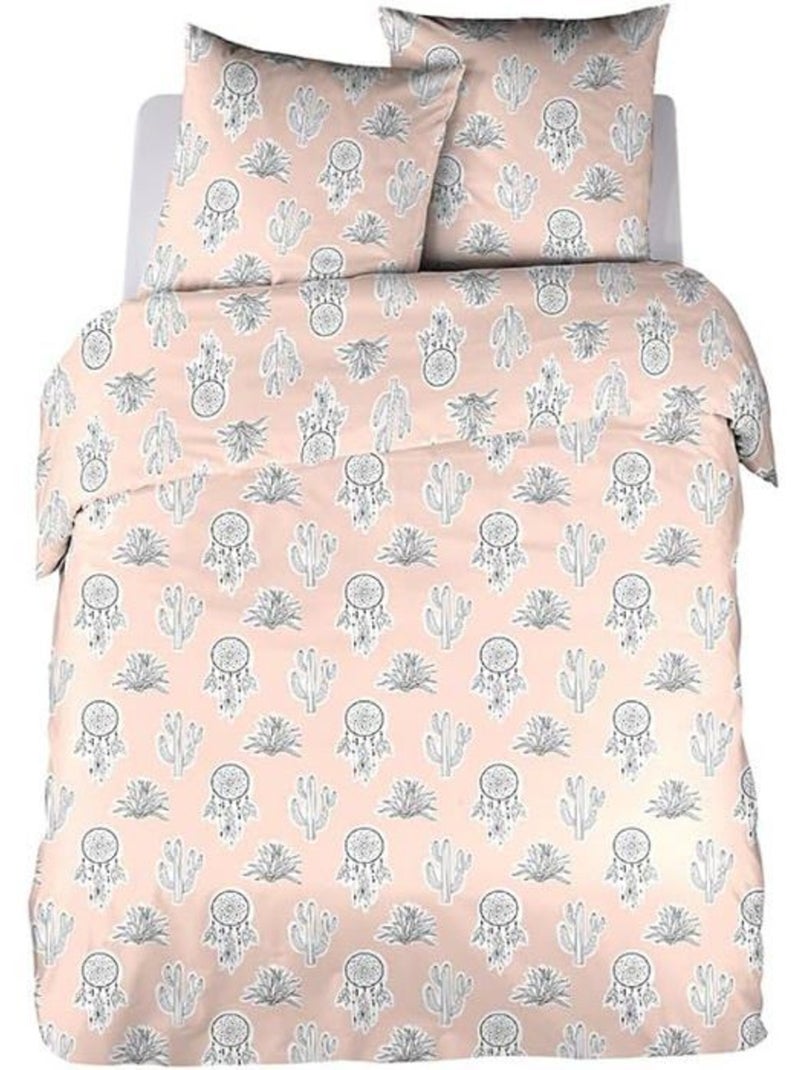 Parure de lit bohème - Microfibre - 3 pièces Rose - Kiabi