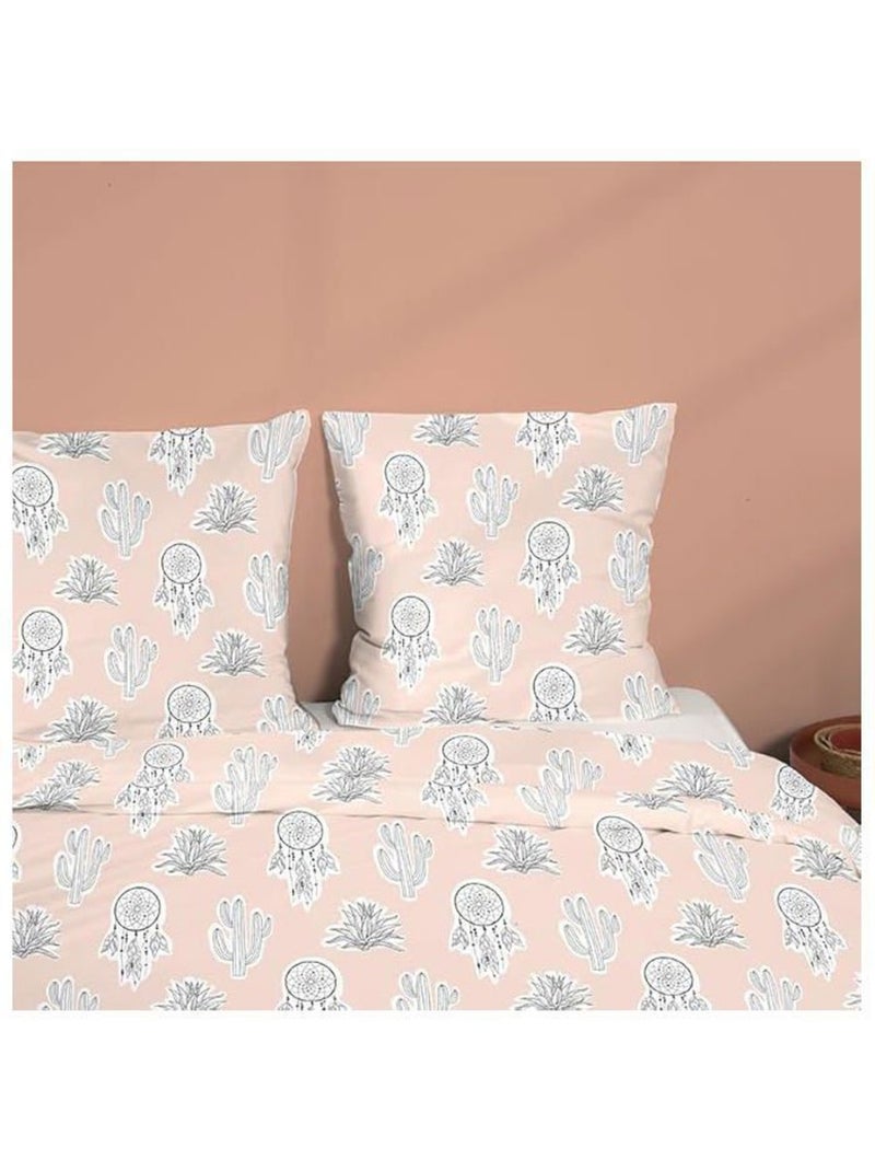 Parure de lit bohème - Microfibre - 3 pièces Rose - Kiabi