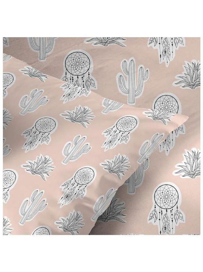 Parure de lit bohème - Microfibre - 3 pièces Rose - Kiabi