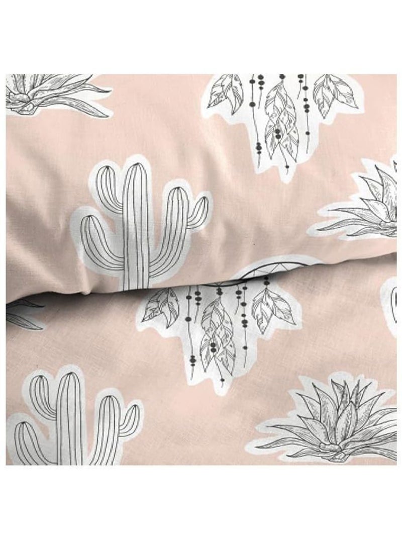 Parure de lit bohème - Microfibre - 3 pièces Rose - Kiabi
