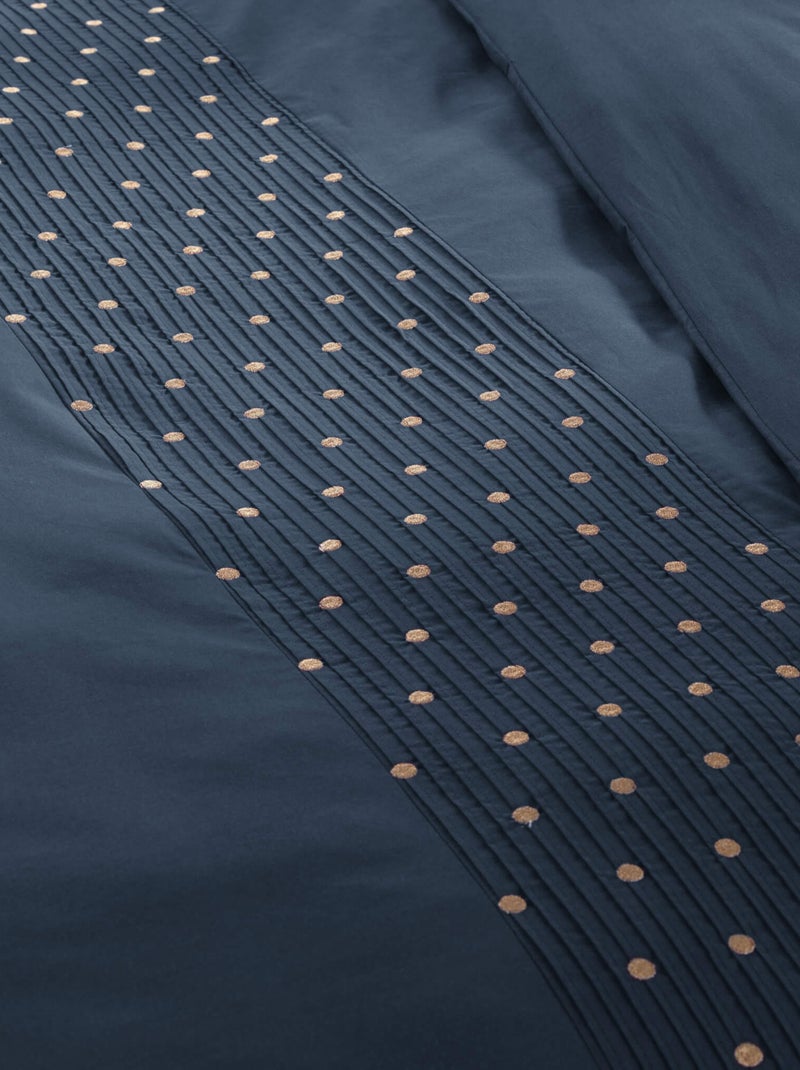 Parure de lit brodée plis religieuses Bleu marine - Kiabi