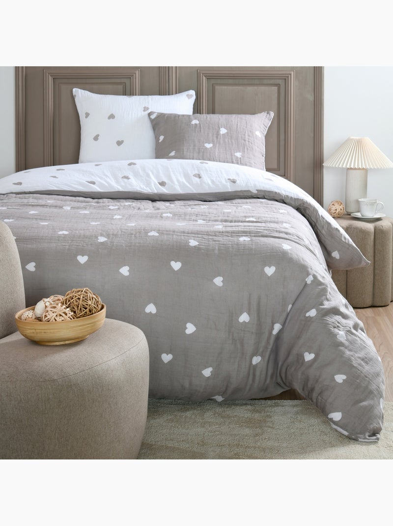Parure de lit charme en gaze de coton Taupe - Kiabi