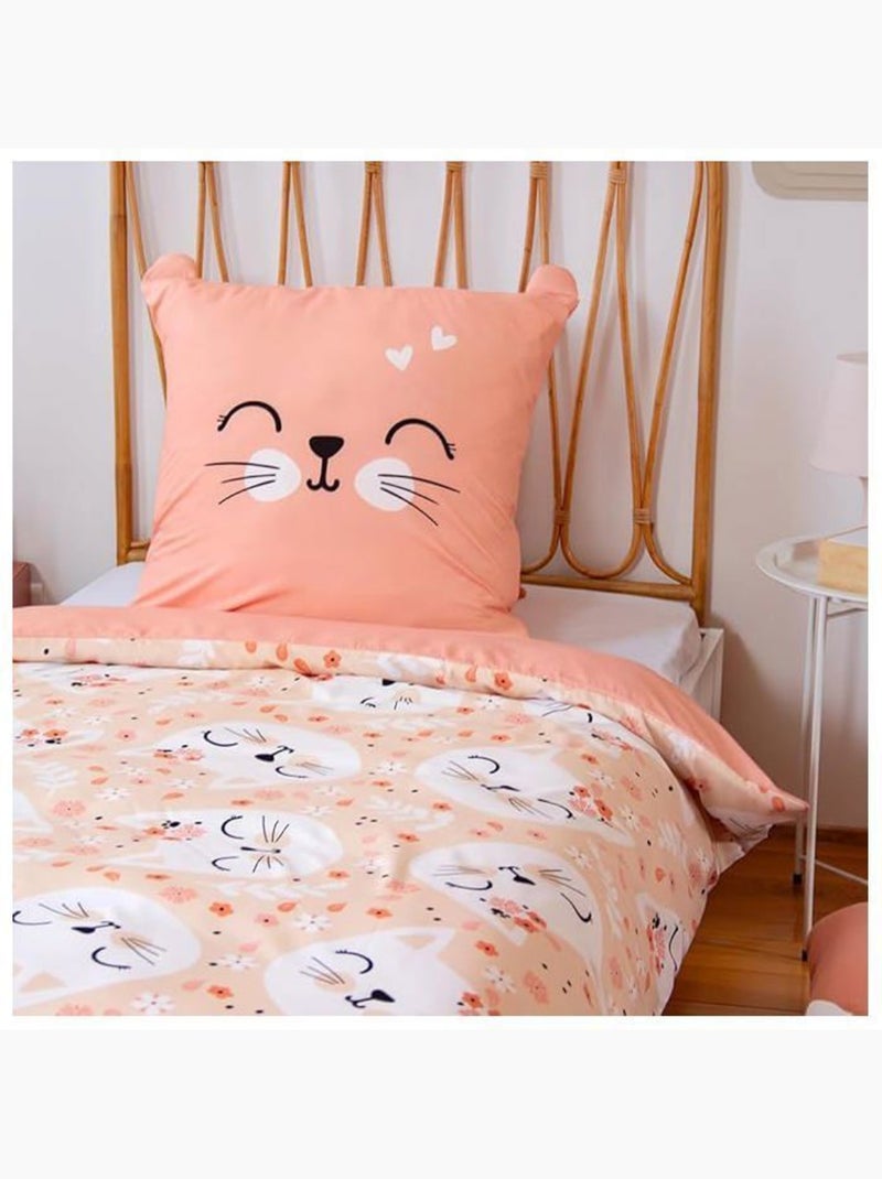 Parure de lit chat microfibre - 2 pi?ces Rose - Kiabi