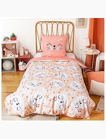 Parure de lit chat microfibre - 2 pièces