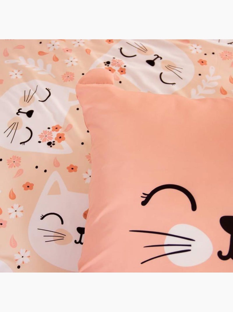 Parure de lit chat microfibre - 2 pièces Rose - Kiabi