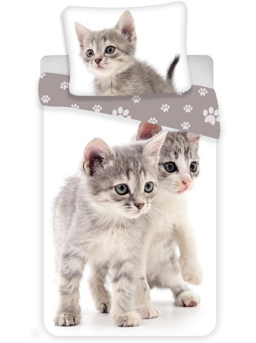 Parure de lit Chatons 140x200 cm - Coton - Housse de couette enfant - Kiabi