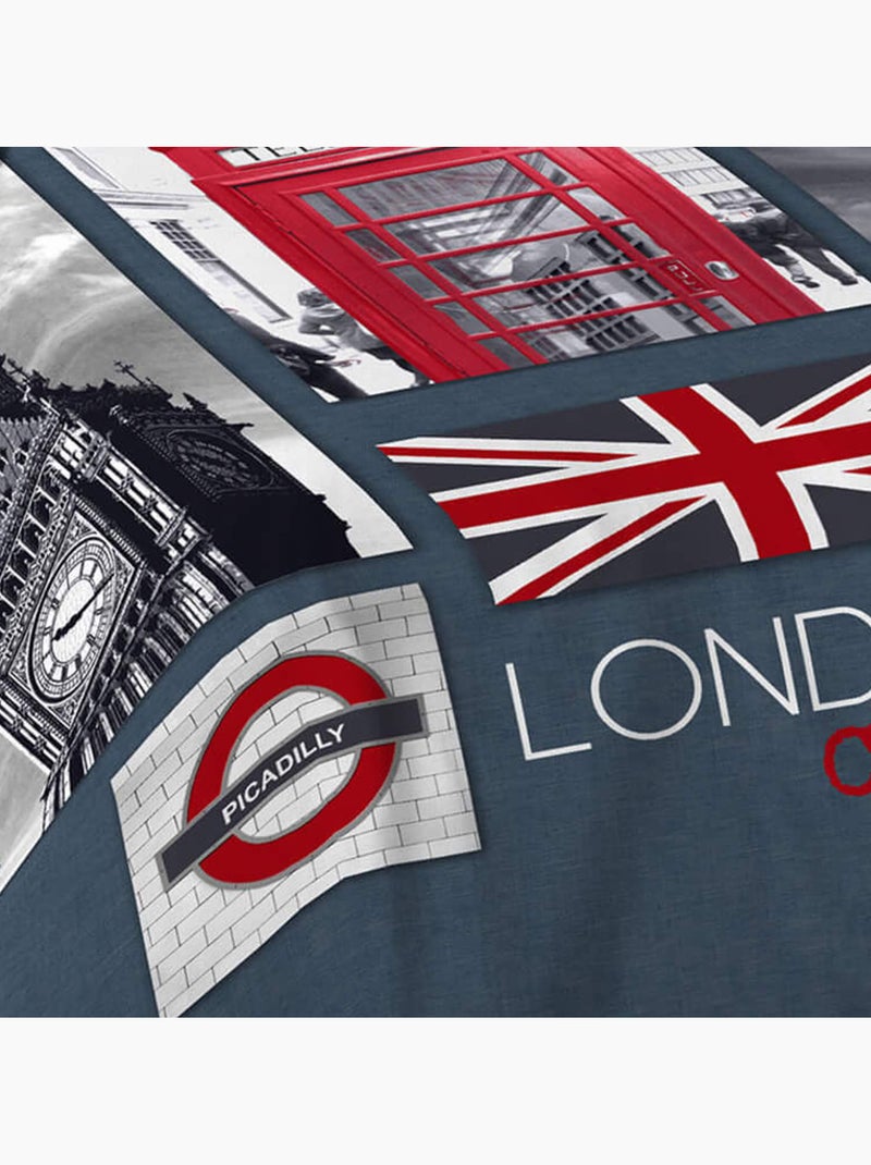 Parure de lit CITY LONDON Bleu marine - Kiabi