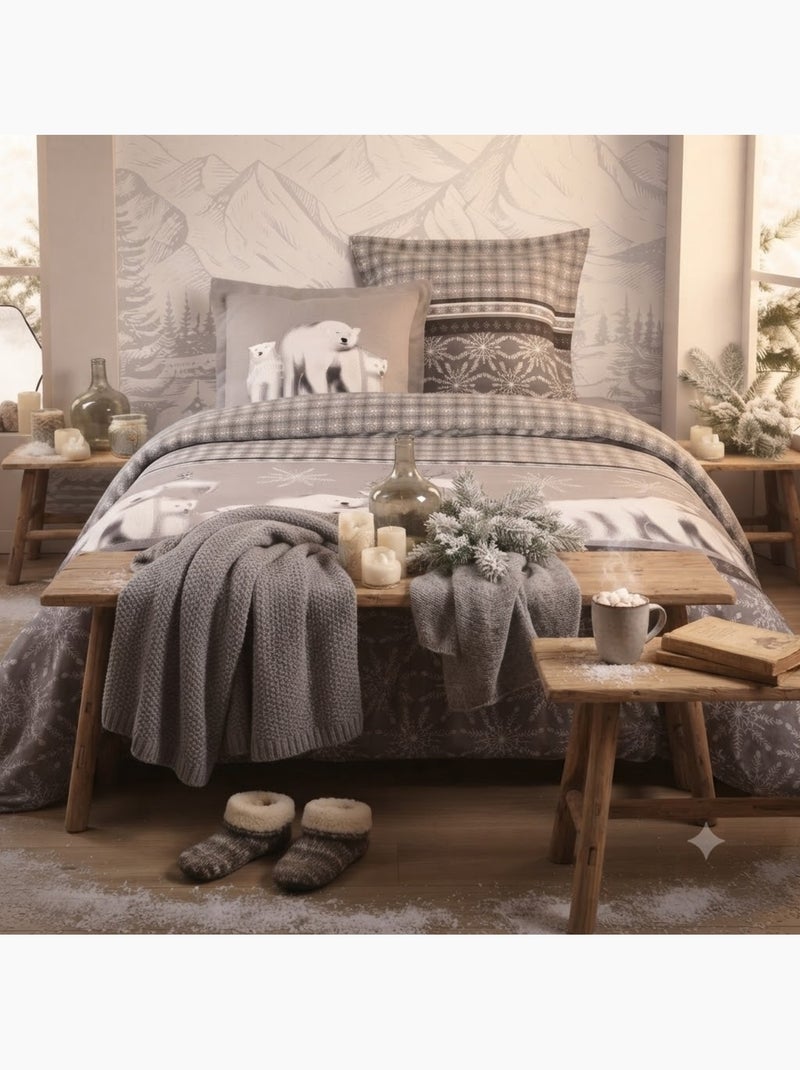 Parure de lit Collection Aigueblanche Gris - Kiabi
