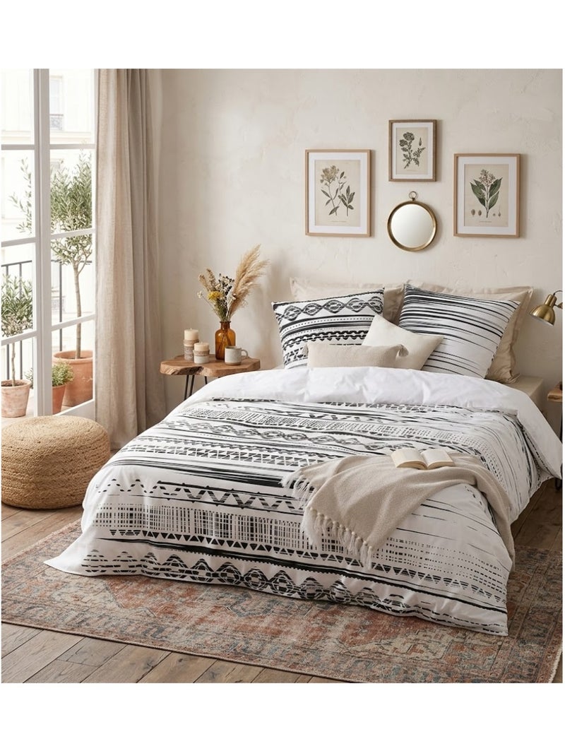 Parure de lit Collection Ambiance ethnique Blanc - Kiabi