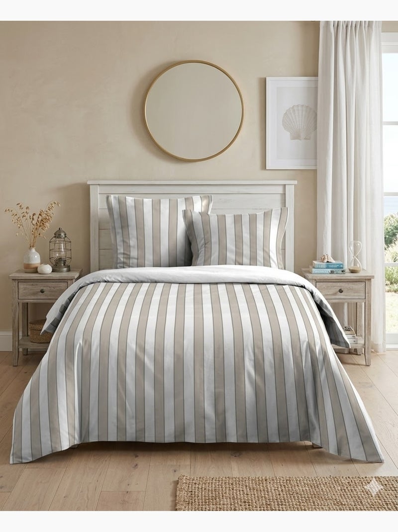 Parure de lit Collection Armel rayée Beige - Kiabi