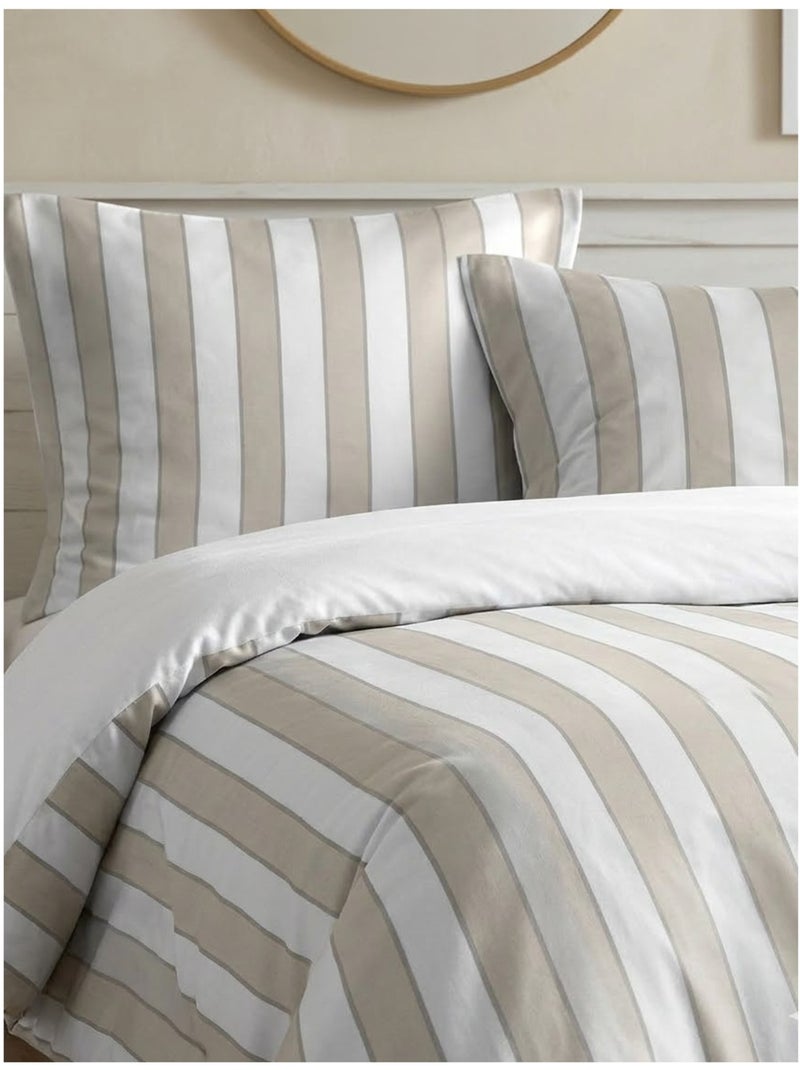 Parure de lit Collection Armel rayée Beige - Kiabi