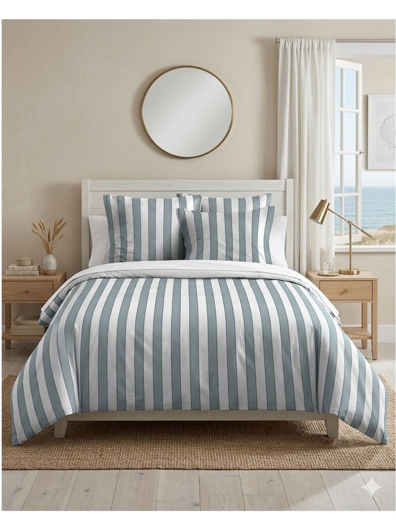 Parure de lit Collection Armel rayée Bleu - Kiabi