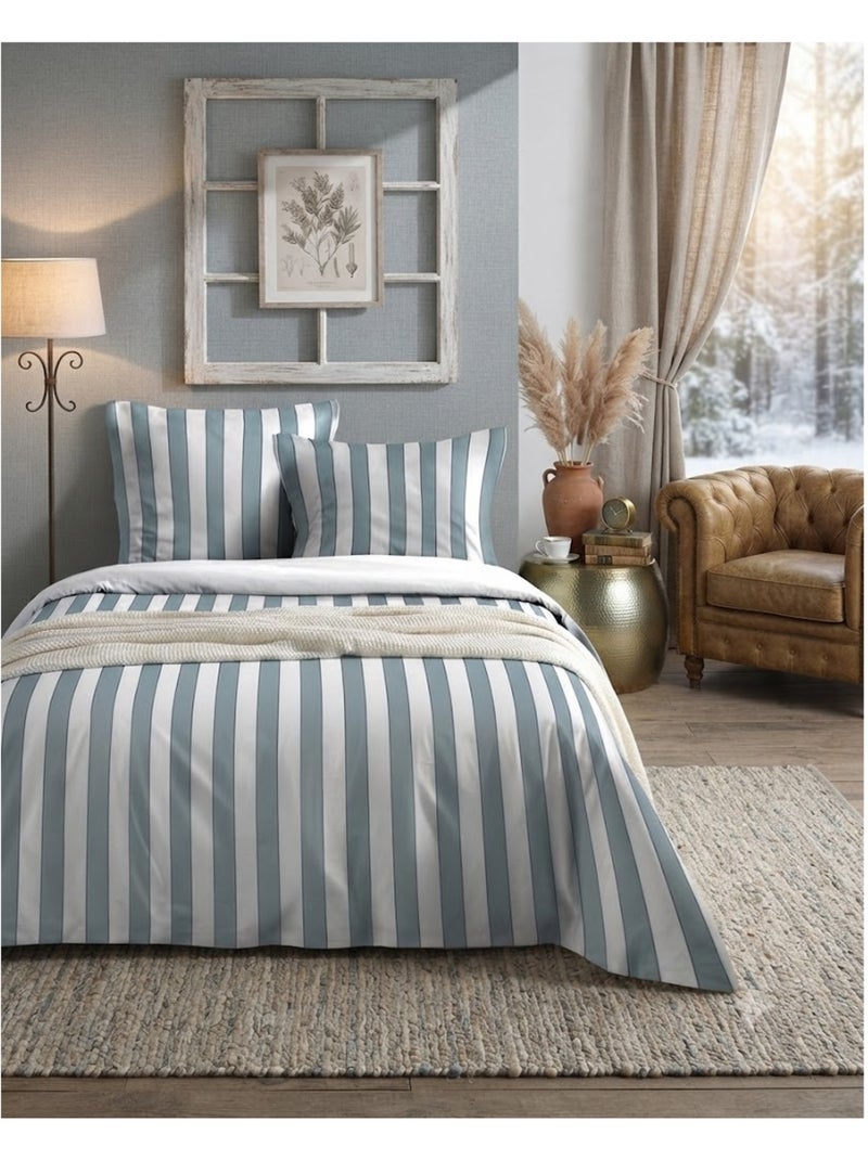 Parure de lit Collection Armel rayée Bleu - Kiabi