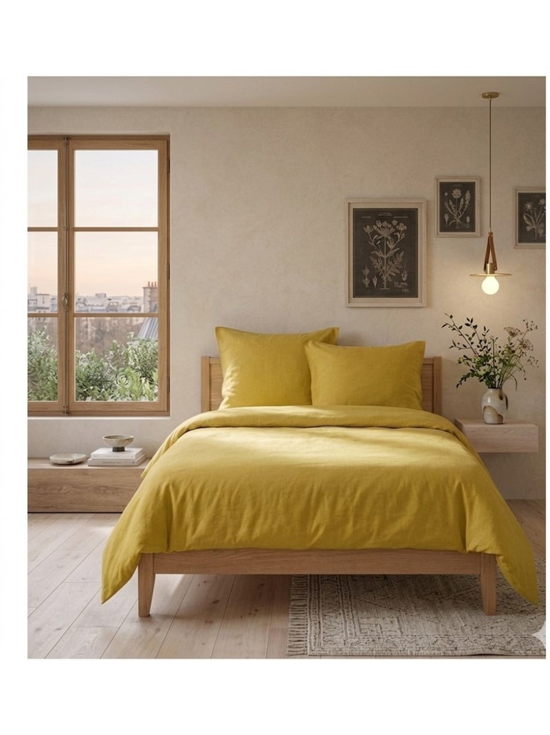 Parure de lit Collection Cocon Jaune moutarde - Kiabi